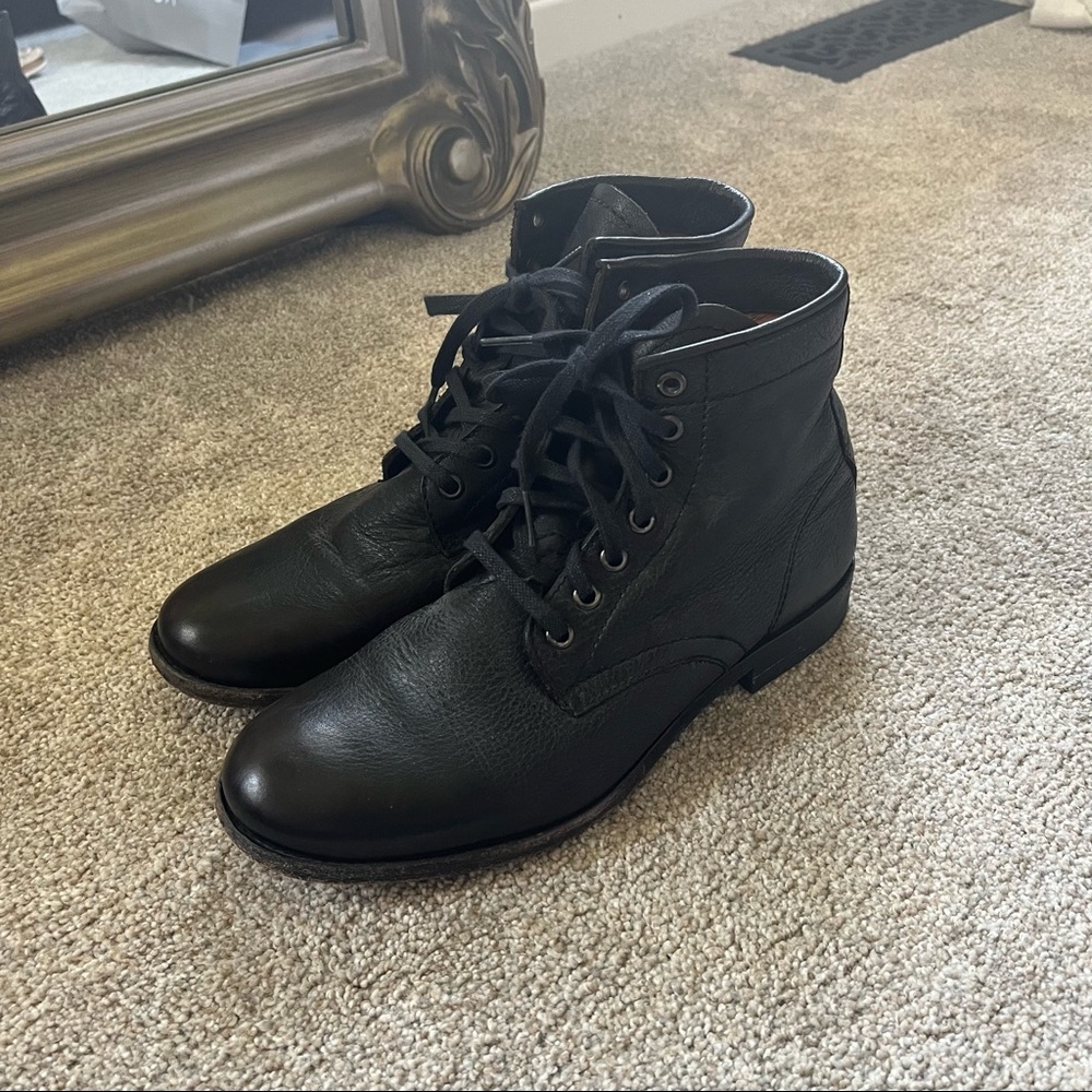Frye Tyler Black Lace Up Boots Size 8.5